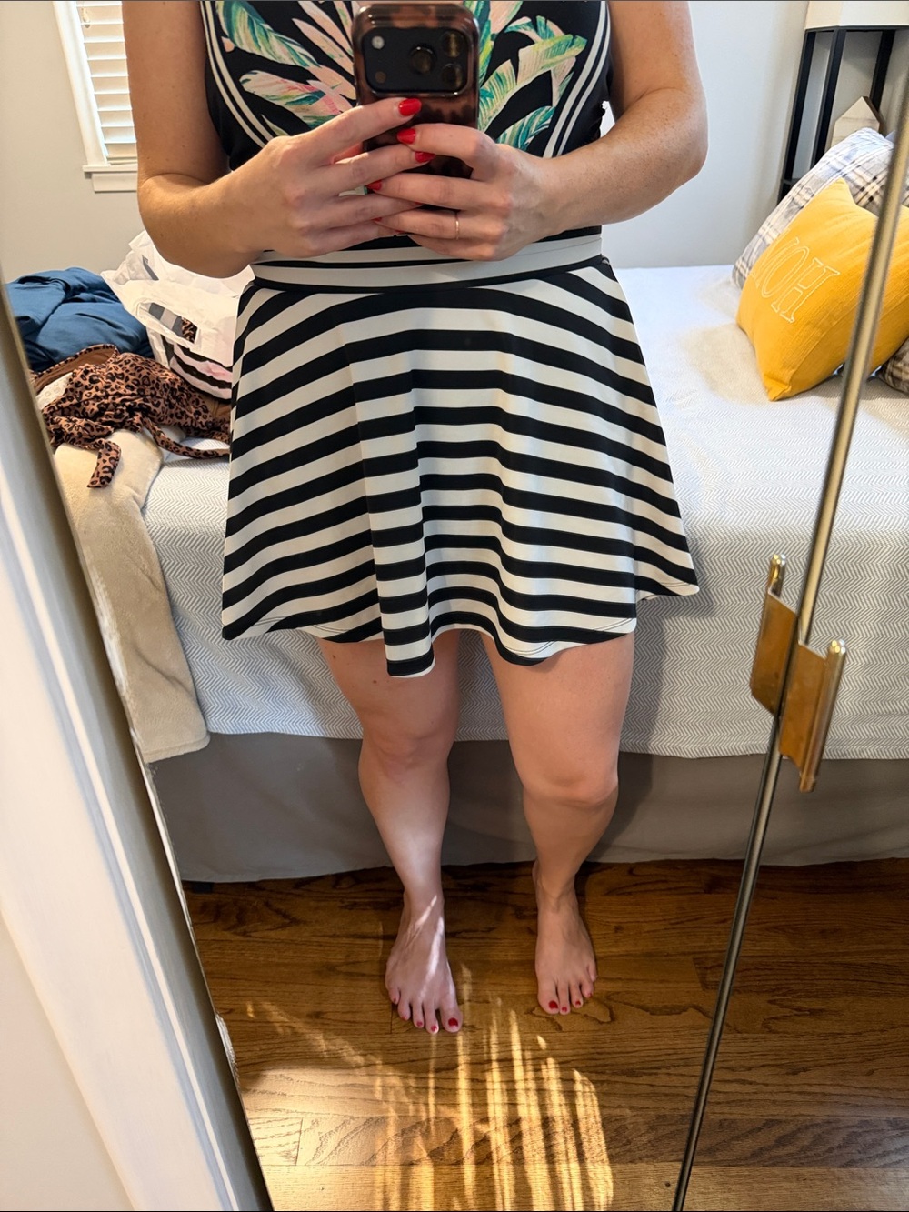 Black & White Striped Swim Coverup Skirt - Versatile Beachwear